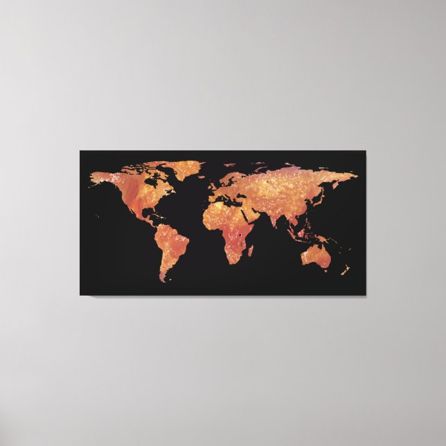 World Map Silhouette - Crispy Bacon Canvastryck (Framsida)