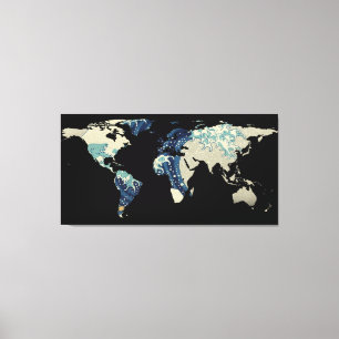 World Map Silhouette - den Underbara vågen av Kana Canvastryck