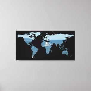 World Map Silhouette - segling Canvastryck