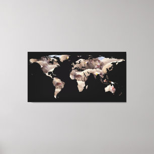 World Map Silhouette - Sheep Herd Canvastryck