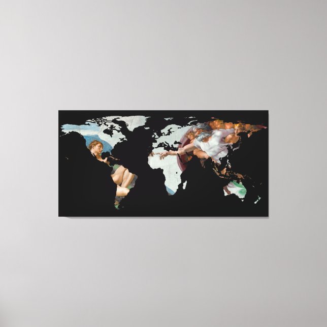 World Map Silhouette - Skapandet av Adam Canvastryck (Framsida)