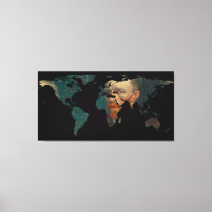 World Map Silhouette - Van Gogh Självporträtt Canvastryck