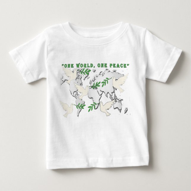 World Map Tee, baby Peace Dove T Shirt (Framsida)