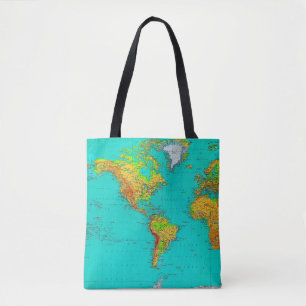 World Map - Tote Bag Tygkasse