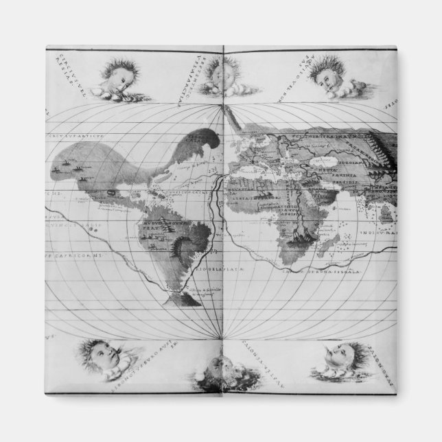 World map trace Magellans världsresa Magnet (Framsidan)