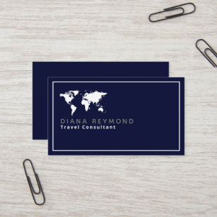 World Map Travel Consultant mörk blue Visitkort