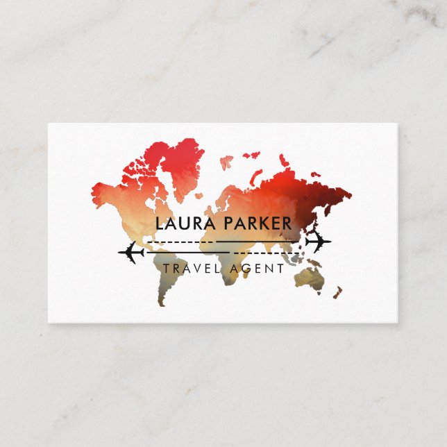 World Map Travel Tour Planning Vacation Agent Visitkort (Framsida)