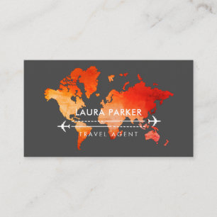 World Map Travel Vacation Services Orange Agent Visitkort