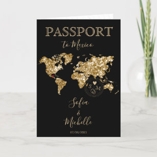World Map Two Brides med Bröllop Destinationspass Inbjudan