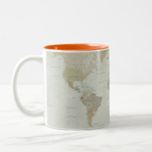World Map Two-Tone Coffee Mugg