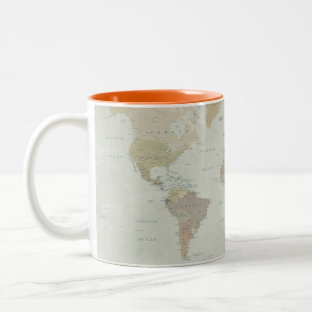 World Map Two-Tone Coffee Mugg (Vänster)