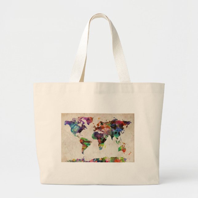 World Map Urban Watercolor Jumbo Tygkasse (Framsidan)