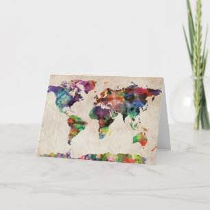 World Map Urban Watercolor Kort