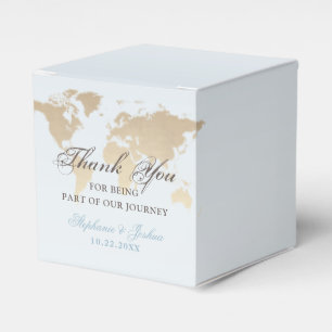 World Map Vintage Globe Blue Tan Travel Square Presentaskar