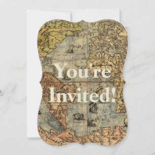 World Map Vintage Historical Antique Atlas Inbjudningar
