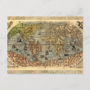 World Map Vintage Historical Antique Atlas Vykort