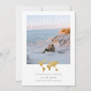World Map with Heart Destination Wedding Photo Spara Datumet