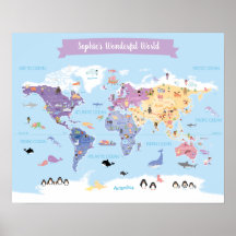 World Map with Illustrations of Children