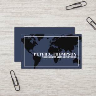 World Map World professionell Blue Visitkort