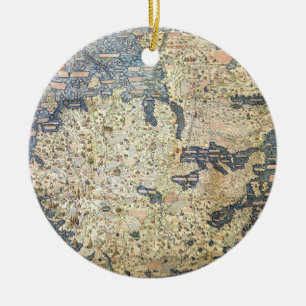 World Map Worldmap Venetian munk Fra Mauro Julgransprydnad Keramik