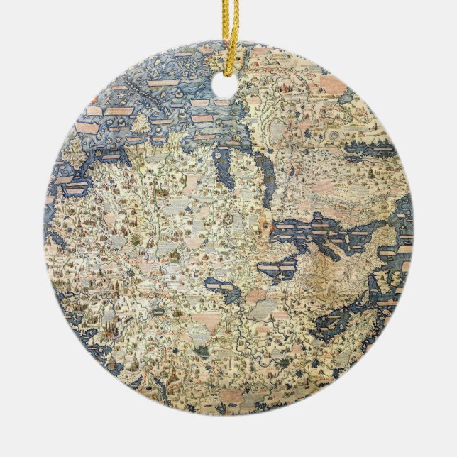 World Map Worldmap Venetian munk Fra Mauro Julgransprydnad Keramik (Framsidan)