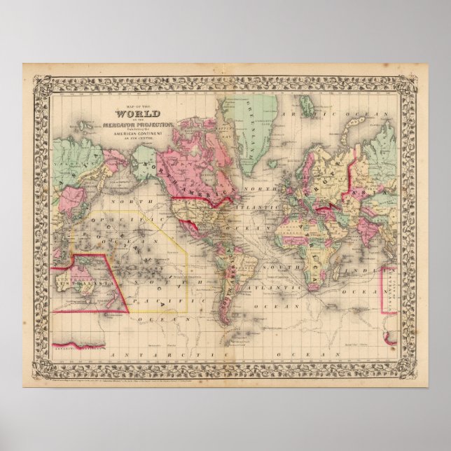 World Mercator proj Karta av Mitchell Poster (Framsidan)