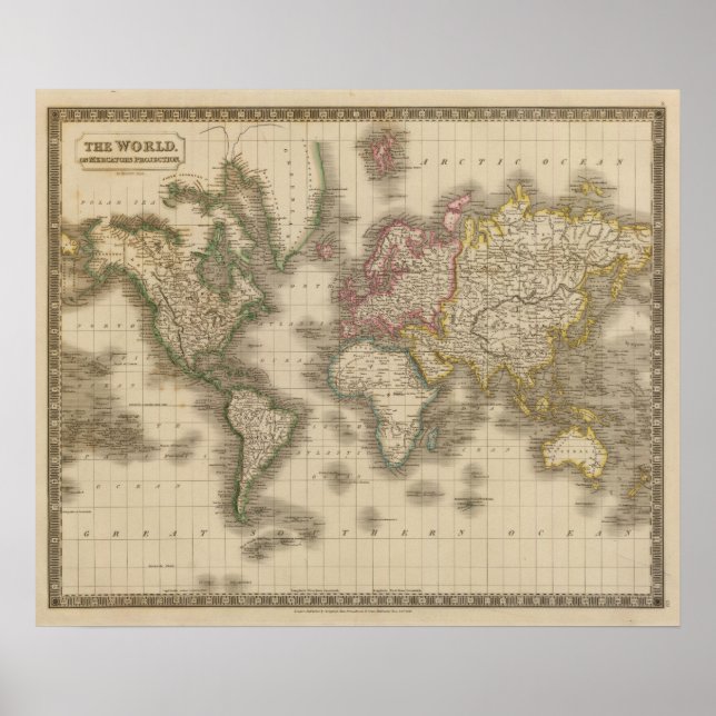 World, Mercators projektion 2 Poster (Framsidan)