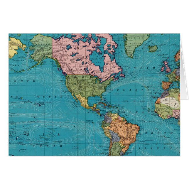 World, Mercators projektion Hälsningskort (Framsidan Horizontal)