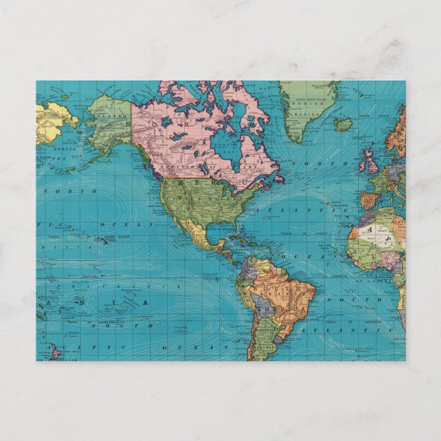 World, Mercators projektion Vykort (Framsida)