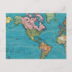 World, Mercators projektion Vykort