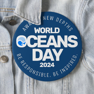 World Oceans Day Blue Stylized Earth Vinkarare Knapp