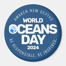 World Oceans Day Blue Stylized Earth Vinkarare Magnet