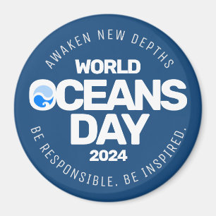 World Oceans Day Blue Stylized Earth Vinkarare Magnet