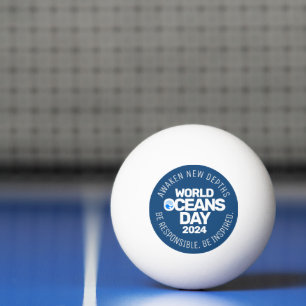 World Oceans Day Blue Stylized Earth Vinkarare Pingisboll