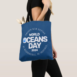 World Oceans Day Blue Stylized Earth Vinkarare Tygkasse