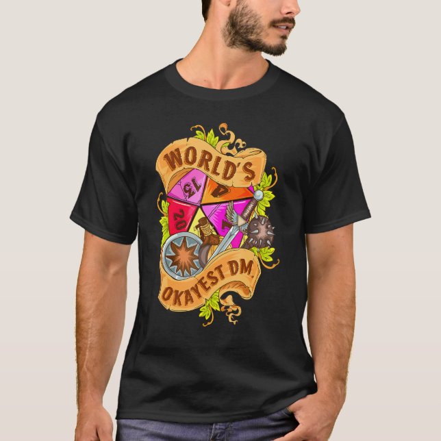 World Okayest Dm D20 Dice RPG Board Games T Shirt (Framsida)