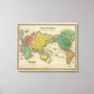 World on Mercator's Projection Canvastryck
