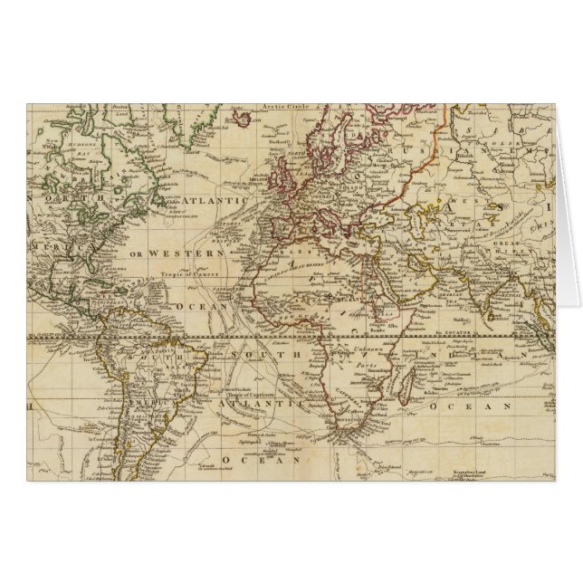World on Mercator's projection Hälsningskort (Framsidan Horizontal)