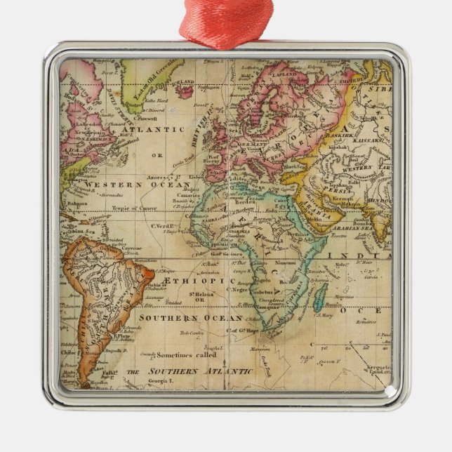 World on Mercator's Projection Julgransprydnad Metall (Framsidan)