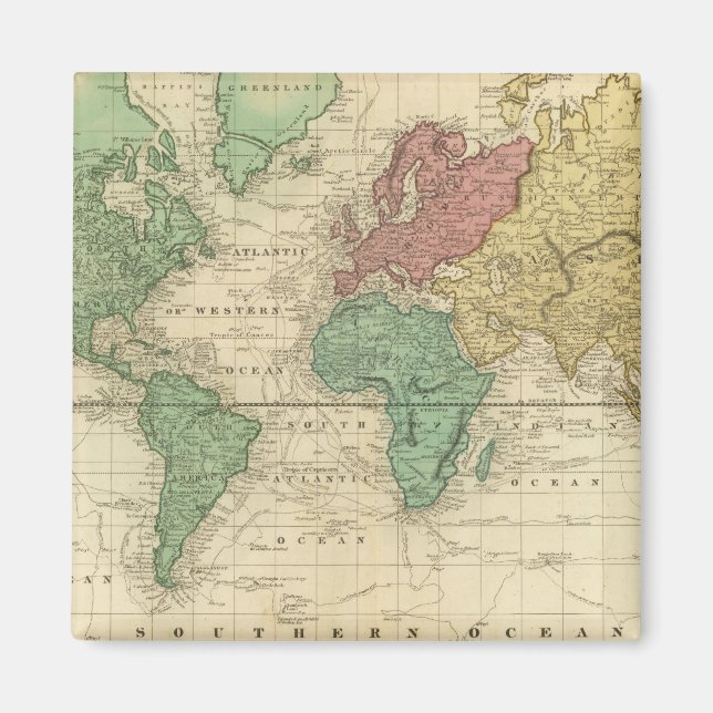 World on Mercators Projection Magnet (Framsidan)