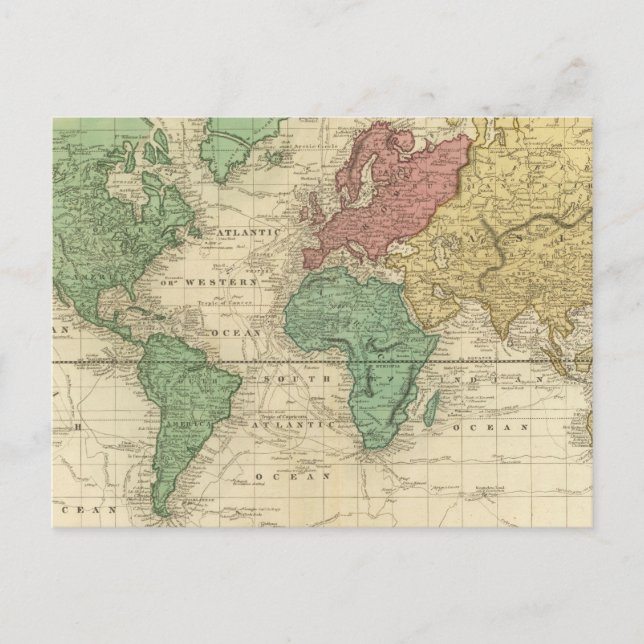 World on Mercators Projection Vykort (Framsida)