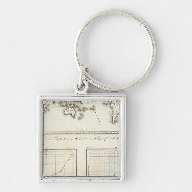 World One World map Fyrkantig Silverfärgad Nyckelring (Framsidan)