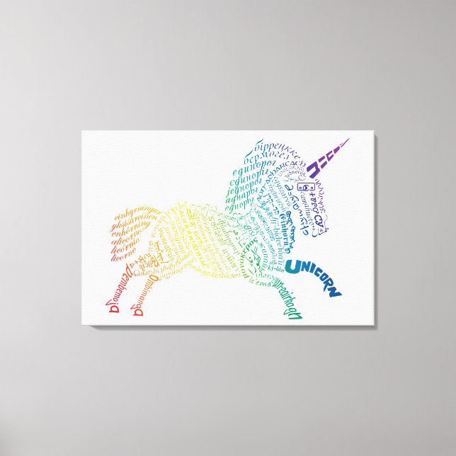 World Ord Rainbow Unicorn Kanvastryck (Framsida)