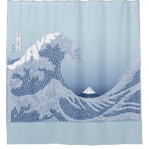 World Ord Wave Shower Curtain