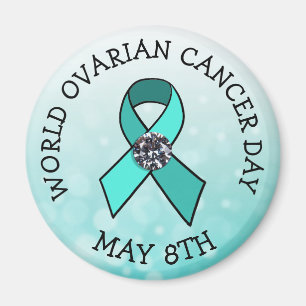 World Ovarian Cancer Day May 8th Helgdag Button Magnet