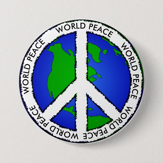 World Peace Earth and Fredstecken Button Knapp (Framsida)