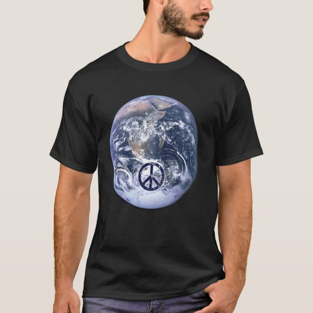 World Peace Earth Peace Symbol Design T Shirt (Framsida)