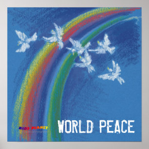 World Peace Flying white doves Poster