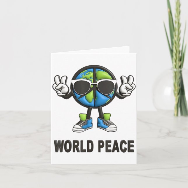World Peace On Earth Shirt Global Love Peace Sign  Kort (Framsida)