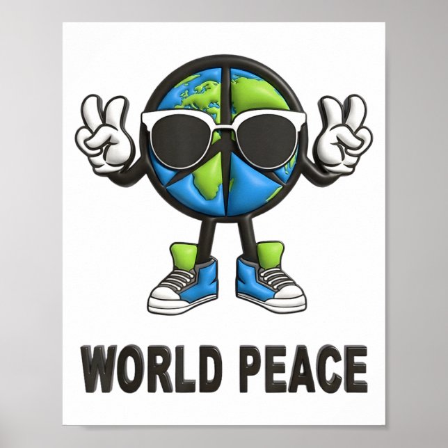 World Peace On Earth Shirt Global Love Peace Sign  Poster (Framsidan)